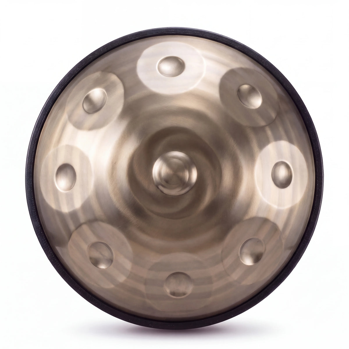 Handpan D Kurd NAUTILE doré KOVAPAN, vue de dessus