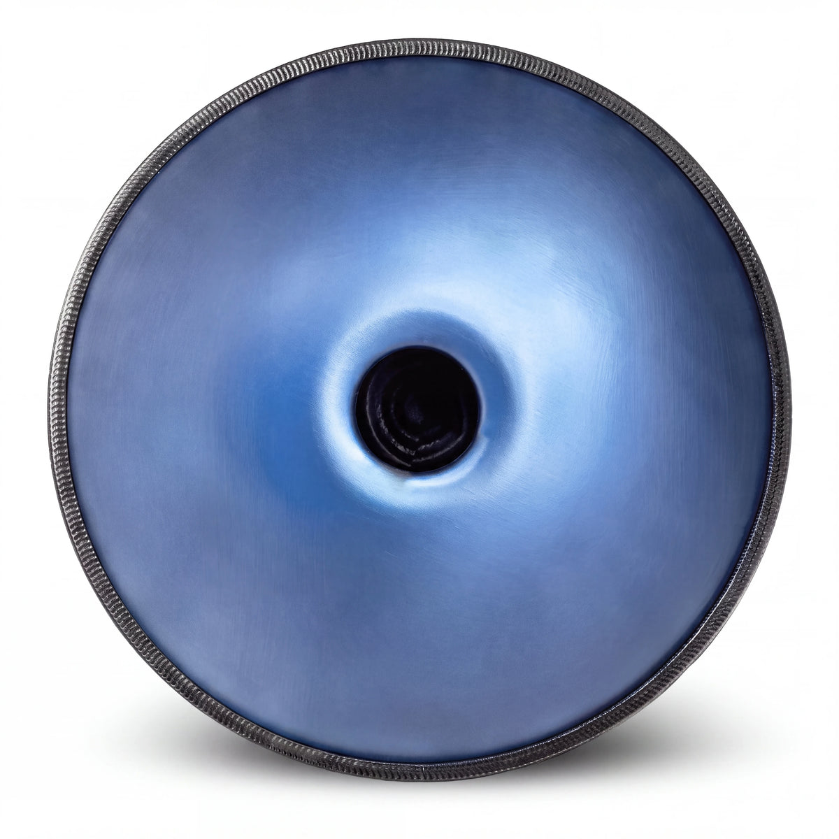 Dessous du handpan bleu ABYSS : coque bleu marbré et ouverture centrale (Gu) – Kovapan
