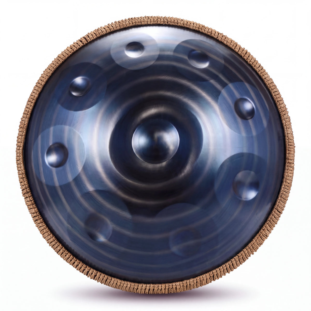 Handpan D Kurd NAUTILE bleu KOVAPAN, vue de dessus