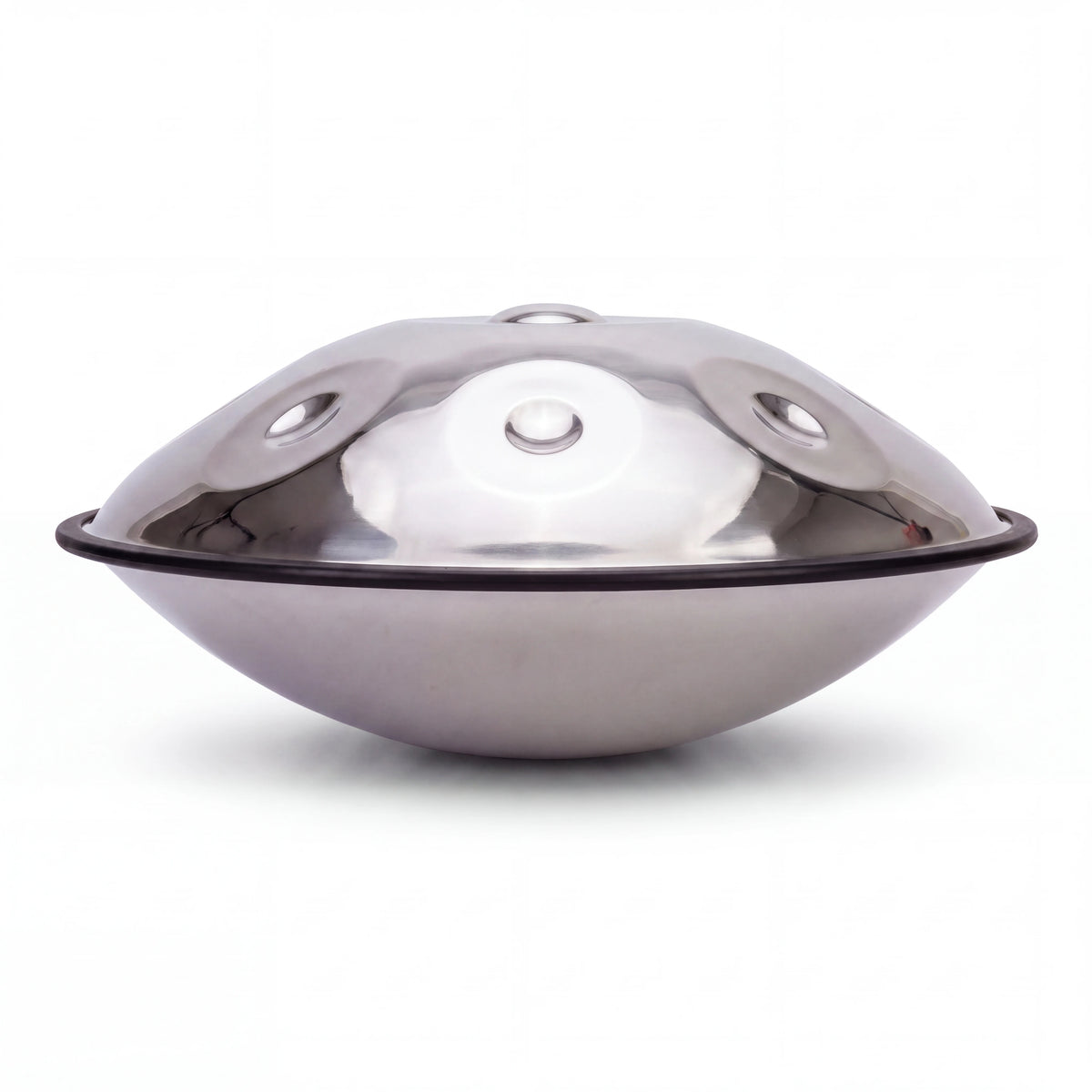 Handpan D Kurd SELENE argenté KOVAPAN, vue de profil