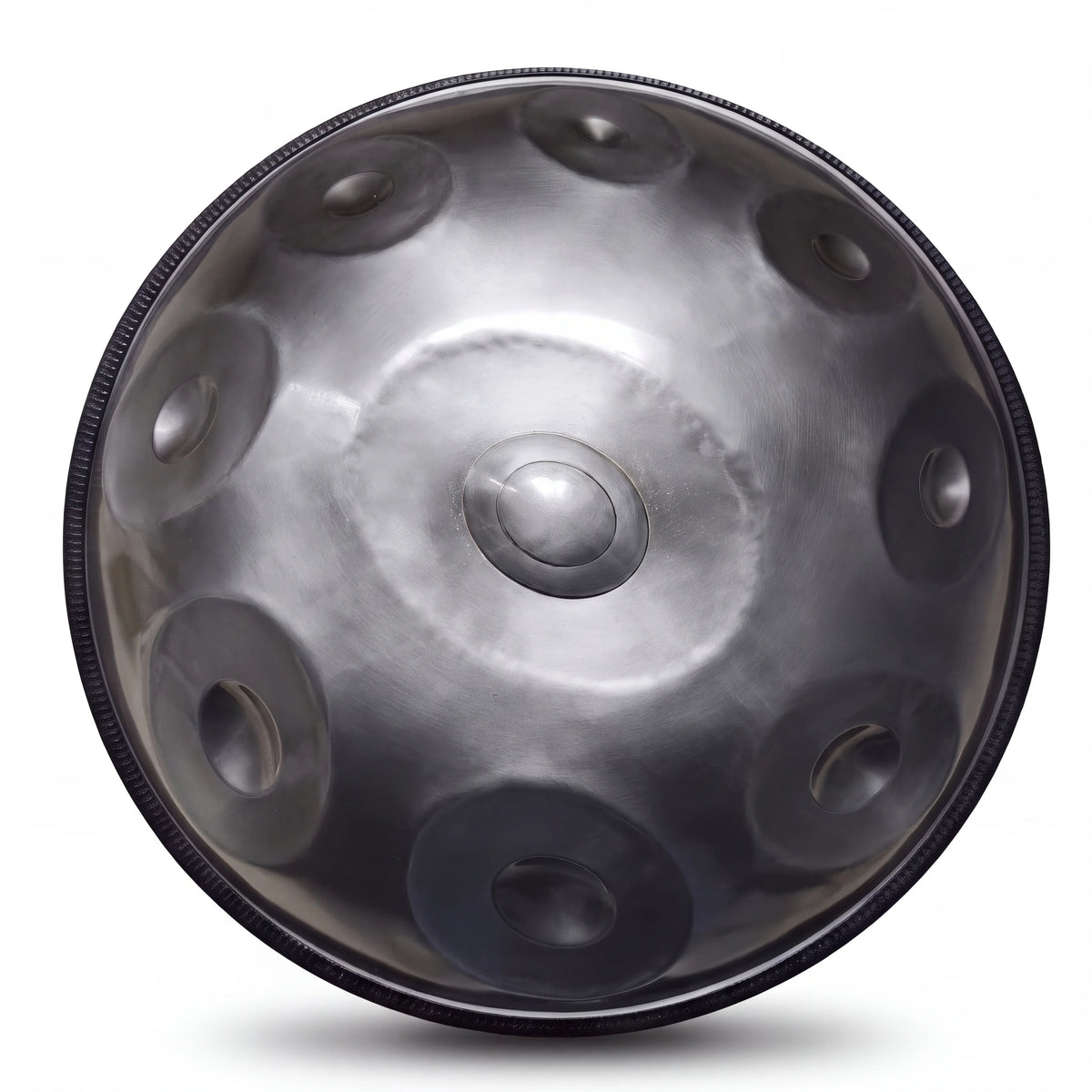 Handpan drum instrument SOLEIL argenté, vue de dessus – Kovapan