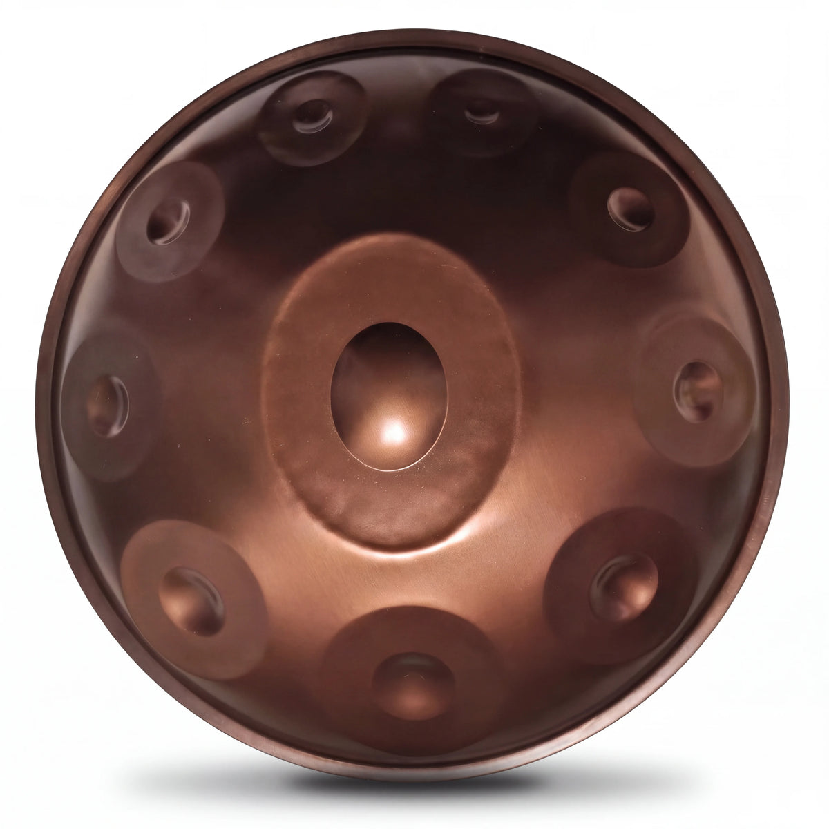 Handpan drum instrument SOLEIL bronze cuivré, vue de dessus – Kovapan