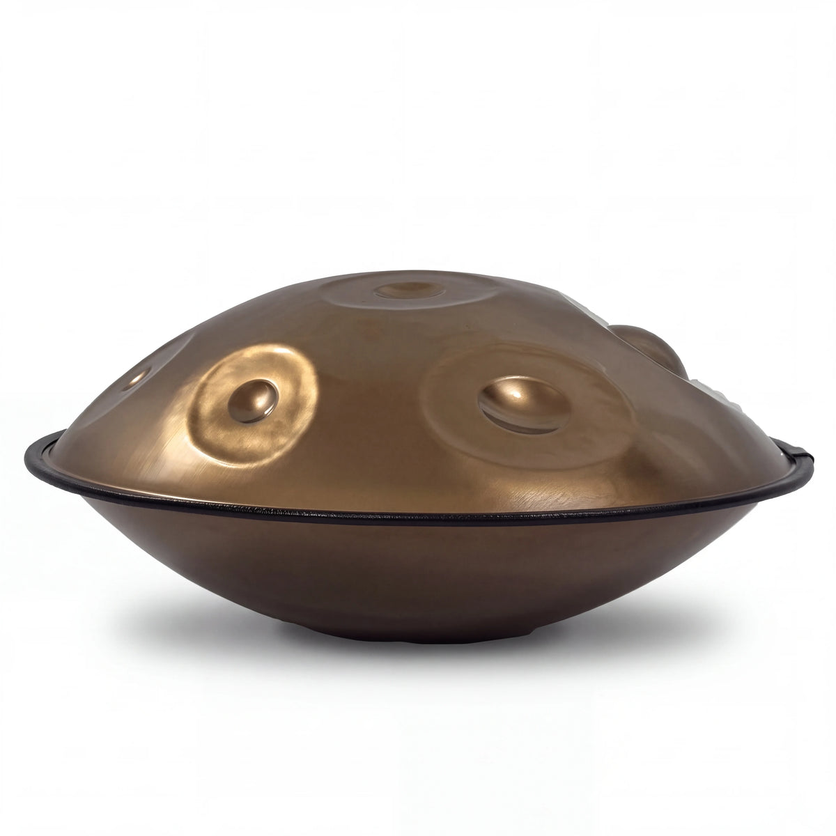 Handpan drum instrument SOLEIL doré, vue de profil – Kovapan