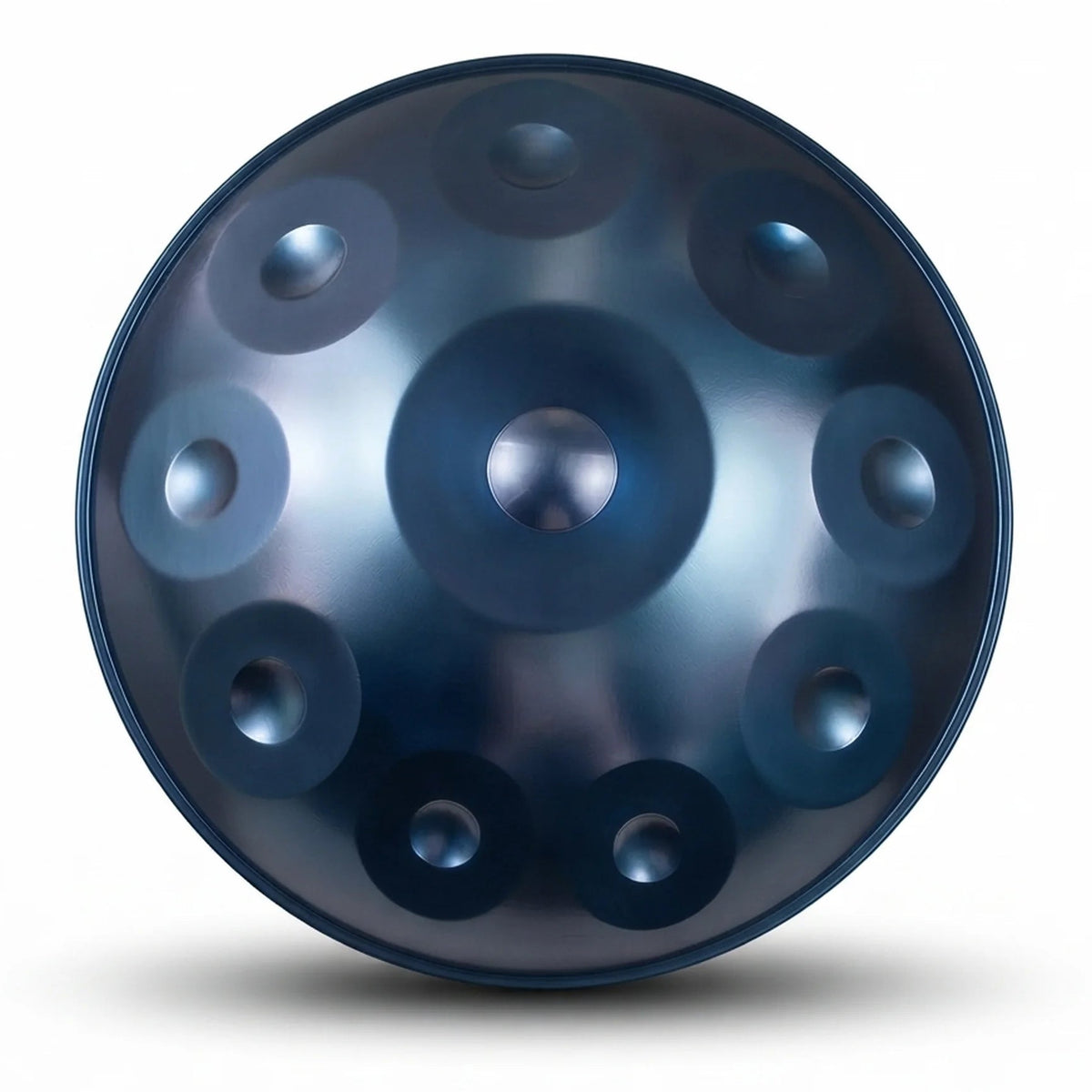 Handpan Equinox bleu nuit – vue de dessus champs de notes fond blanc – Kovapan