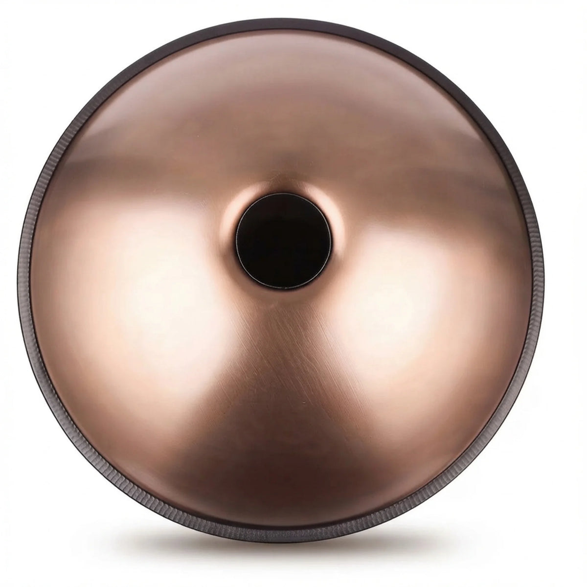 Handpan percussion bronze – face inférieure ouverture (Gu) fond blanc – Kovapan