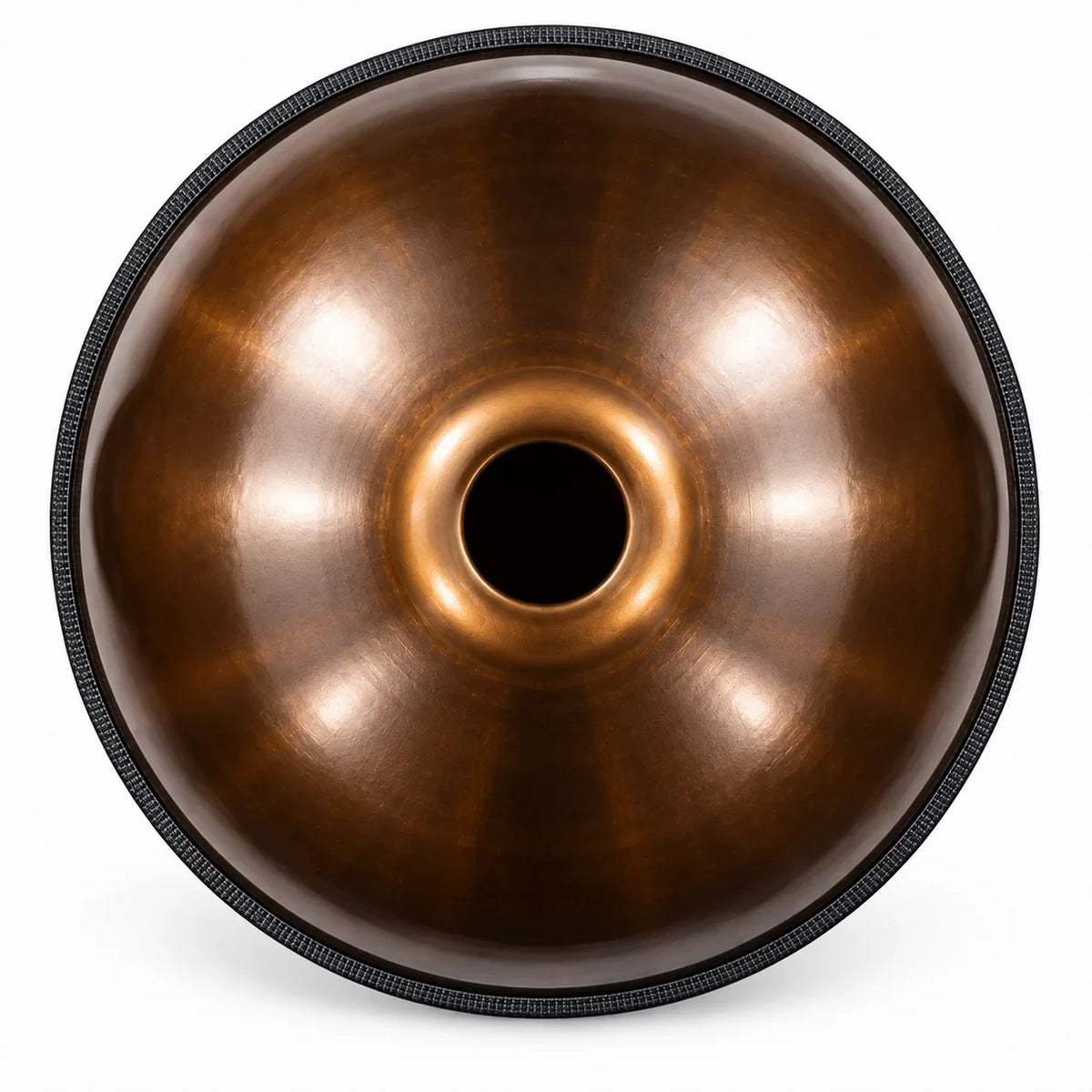 Dessous du handpan SAVANE : coque bronze et ouverture centrale (Gu) – Kovapan